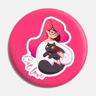 Cat Lady with Glasses Pin