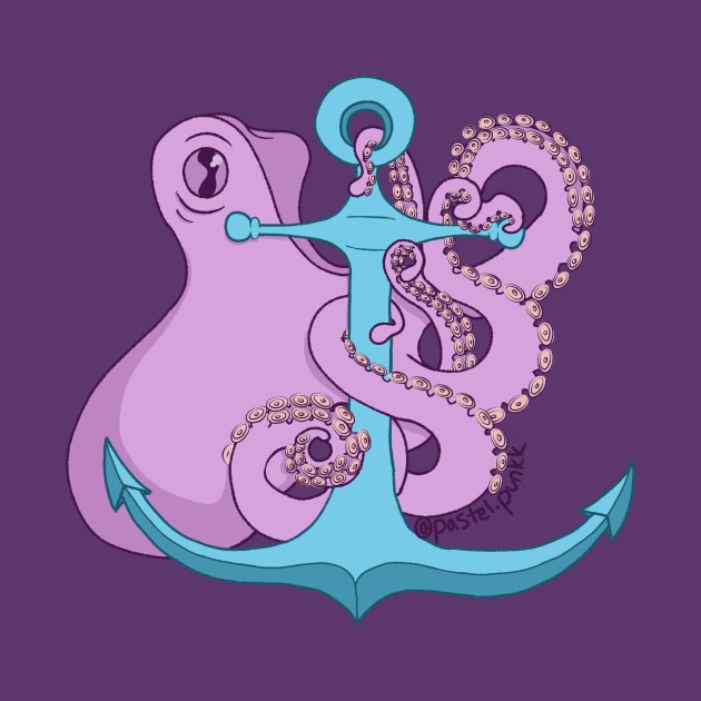 Purple Octopus and Anchor by Pastel.Punkk