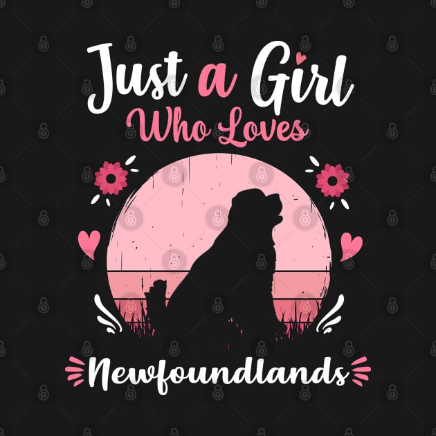 Just A Girl Who Loves Newfoundlands Pink Retro Vintage gift idea by Lyume