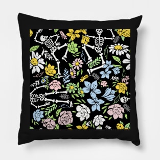 Dancing in flowers skeletons Pillow