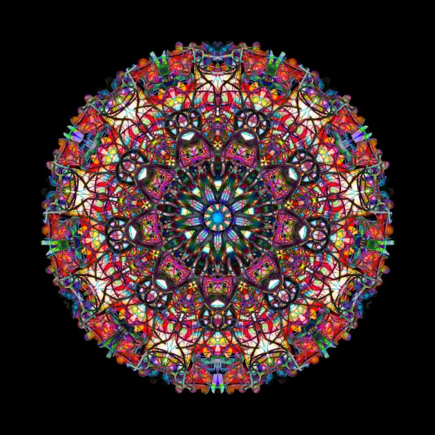 Red Glass Rose Window Mandala by crunchysqueak