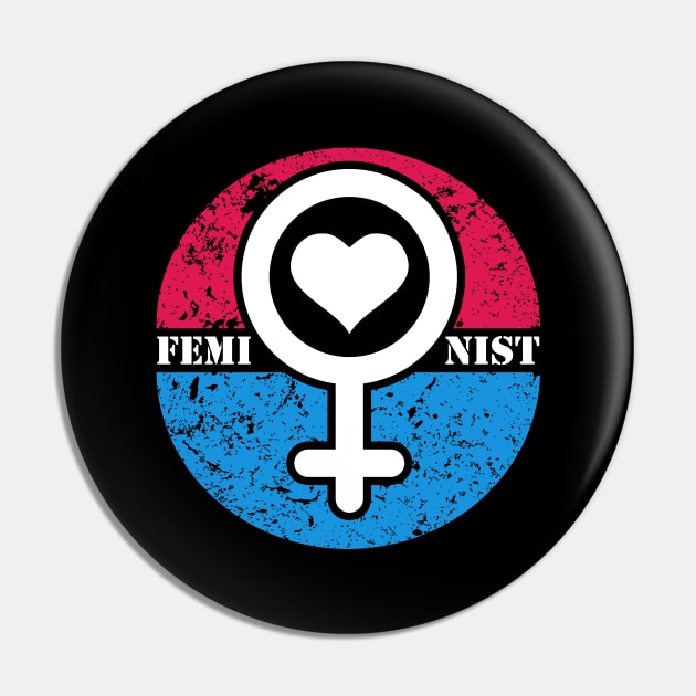 Feminist Gender Heart Art Design Gift Idea Pin by BarrelLive