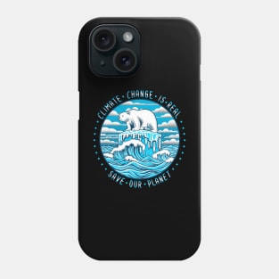 Polar bear on ice. Climate change is real, save our planet Phone Case