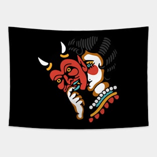 Lady devil mask Tapestry