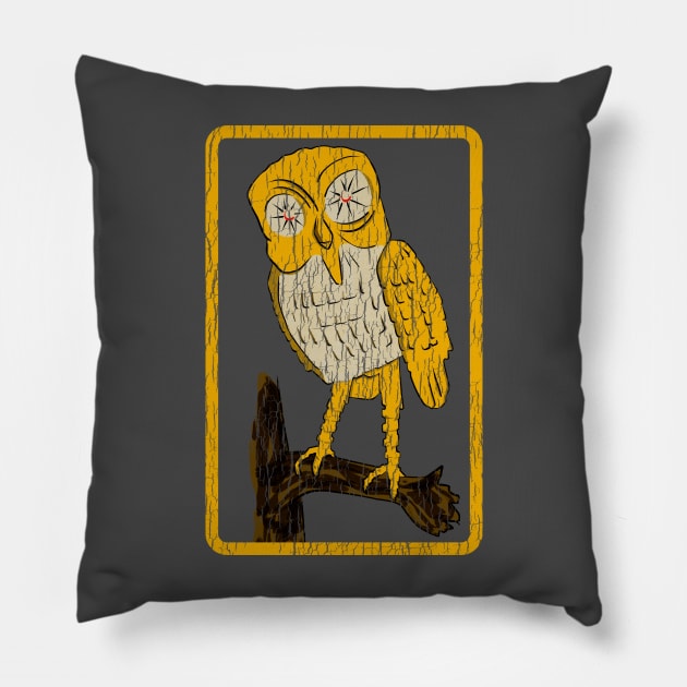 Bubo the mechanical owl Pillow by Cinematic Omelete Studios