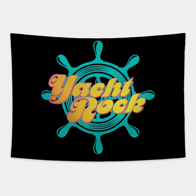 Party Boat Drinking print Yacht Rock Captain's Wheel Tapestry by Vector Deluxe