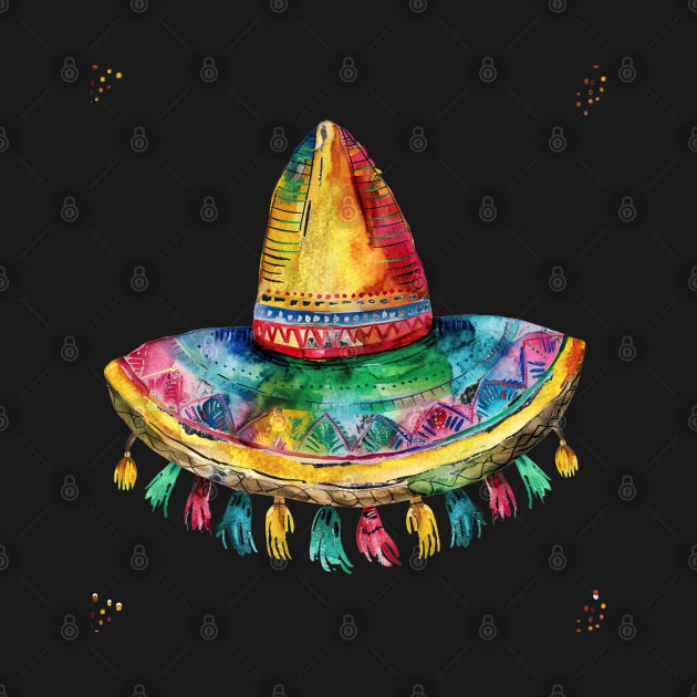 Cinco de mayo mexican hat in colorful watercolor style by emhaz