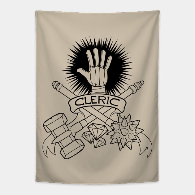 Cleric Class - Black Design Tapestry by CliffeArts