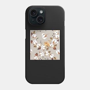 Gentle watercolor seamless with cotton flowers Phone Case