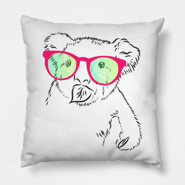 happy Koala with colored glasses Pillow by Elala