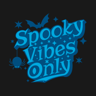 Spooky Vibes Cute Blue Retro Halloween T-Shirt