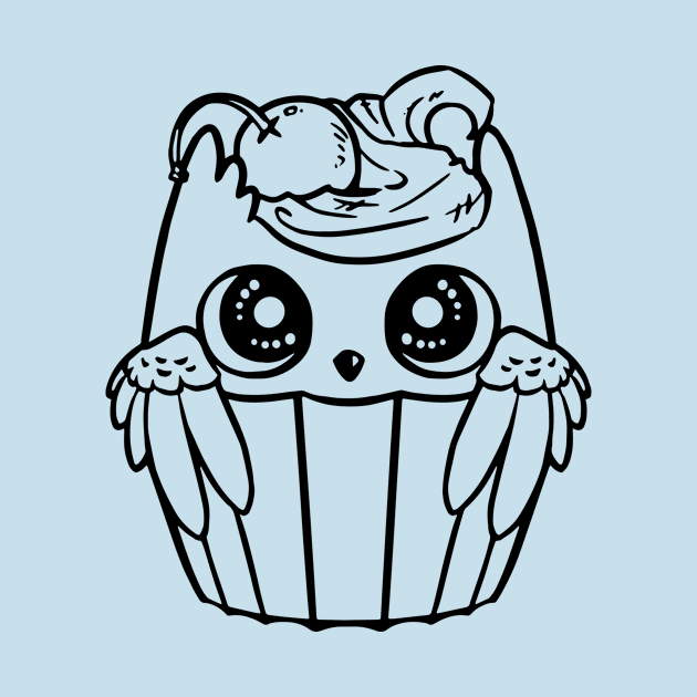 cute owl bird cupcake chibi by oubaid22