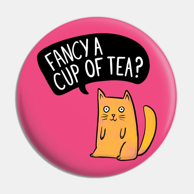 Fancy a cup of Tea - Tiny the Cat Pin by Drawn to Cats