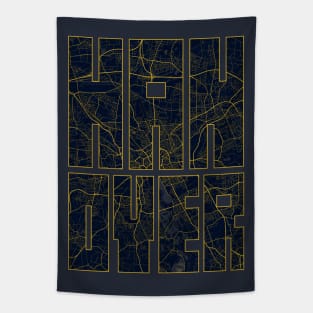 Hanover, Germany City Map Typography - Gold Art Deco Tapestry