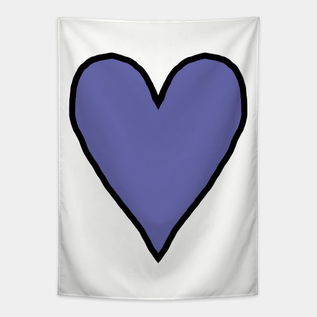 Very Peri Periwinkle Blue Heart Line Drawing Color of the Year 2022 Tapestry by ellenhenryart