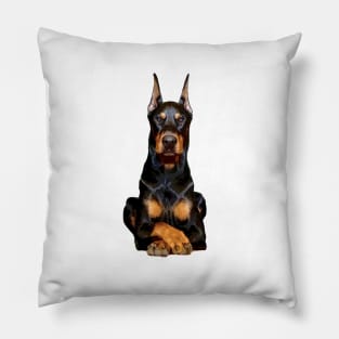 Doberman Guards Me - Dobermann Pinscher Dog Pillow