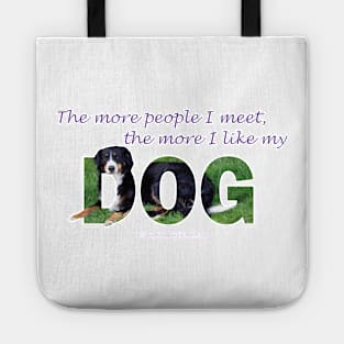 The more people I meet the more I like my dog - Bernese mountain dog oil painting word art Tote