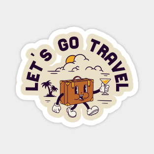 Let's Go Travel Retro Illustration Magnet