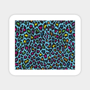 Rainbow Cheetah on Turquoise Magnet