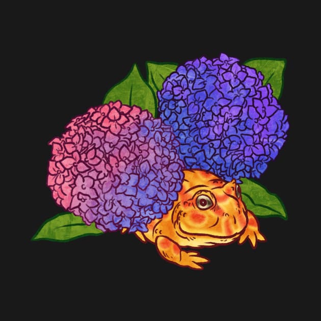 Frog in the Hydrangeas by Jessuh