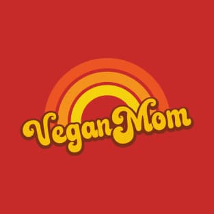 Vegan Mom Retro Rainbow Orange T-Shirt