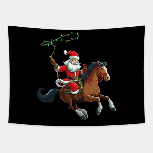 Cowboy Santa Riding A Horse Christmas Funny Tapestry