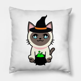 Cute siamese cat is a witch Pillow