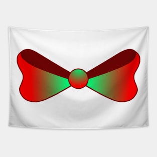 Shiny Red and Green Christmas Bow Tapestry