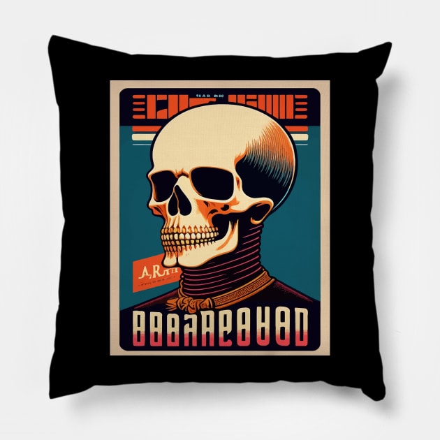 Portrait of a Hipster Skeleton Pillow by aandikdony