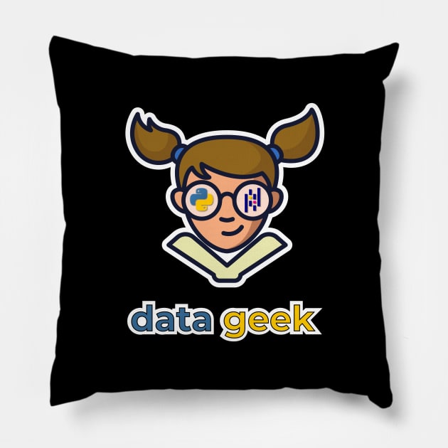 Data Geek Girl Pillow by Peachy T-Shirts