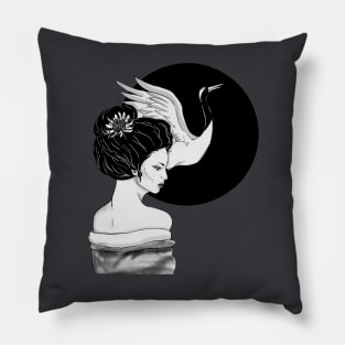 Crane Geisha Pillow