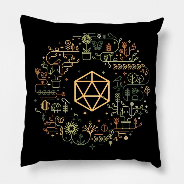 Druid's Polyhedral D20 Dice Set Tabletop Roleplaying RPG Gaming Addict Pillow by dungeonarmory