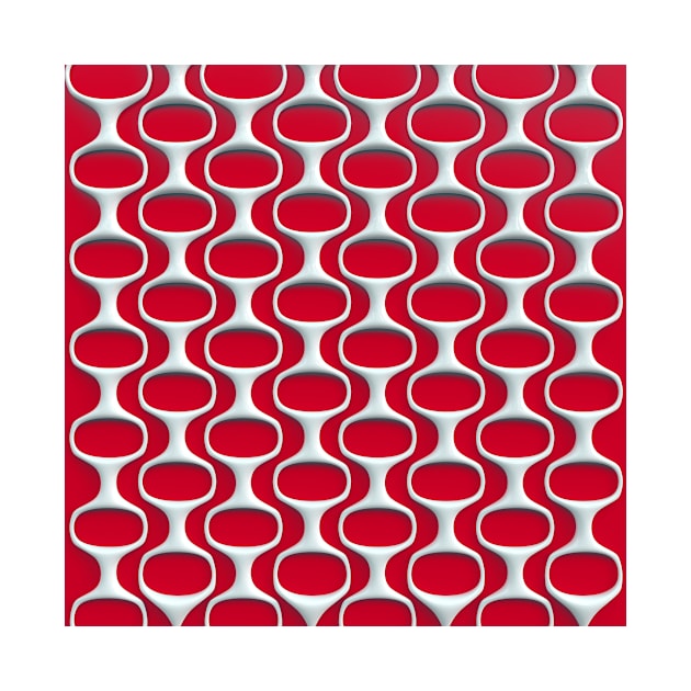 Retro Modern Pattern on Red by AKdesign