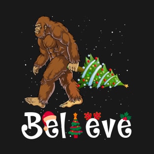 Believe in a Bigfoot Christmas T-Shirt