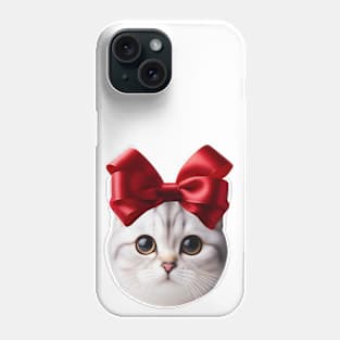 Cat with Red Bow on head Phone Case