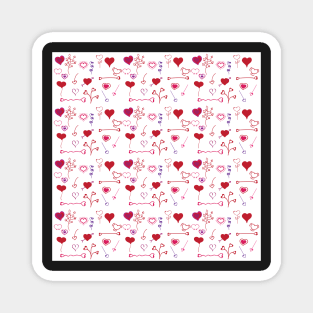 Love and  doodle hearts pattern Magnet