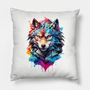 Colorful Wolf. Pillow