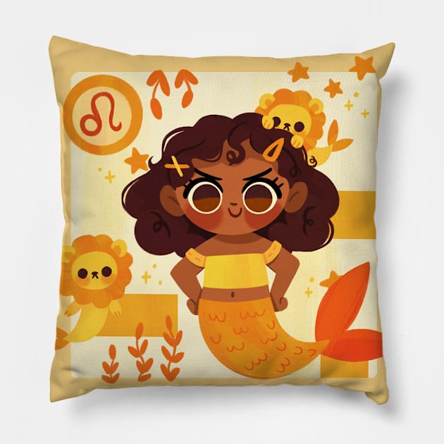 Leo mermaid Pillow by Lobomaravilha