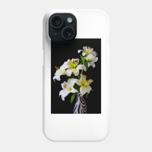 Striped Vase Of White Lillies Phone Case