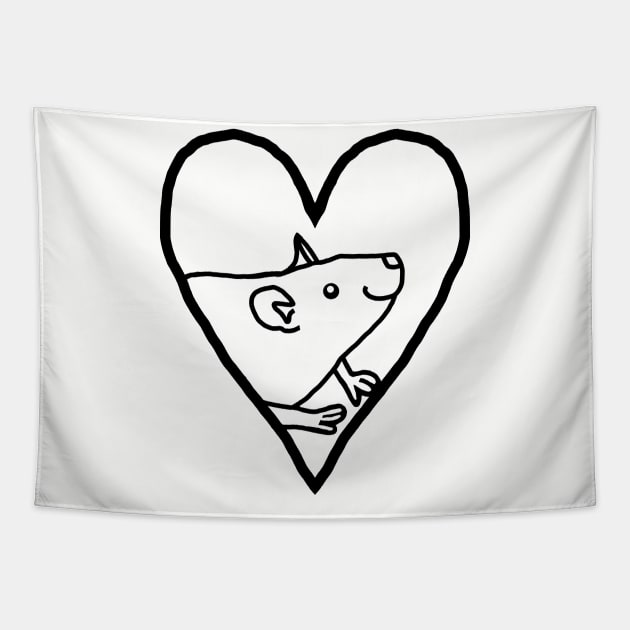 My Valentine Rat Line Drawing Tapestry by ellenhenryart