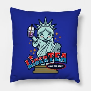 Funny Cute Kawaii Liberty Statue America Pun Meme Gift For Boba Tea Lovers Pillow