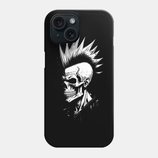 Black and white skull mohawk Phone Case