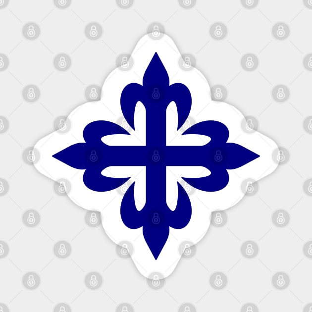 Flowered cross (navy blue) Magnet by PabloDeChenez