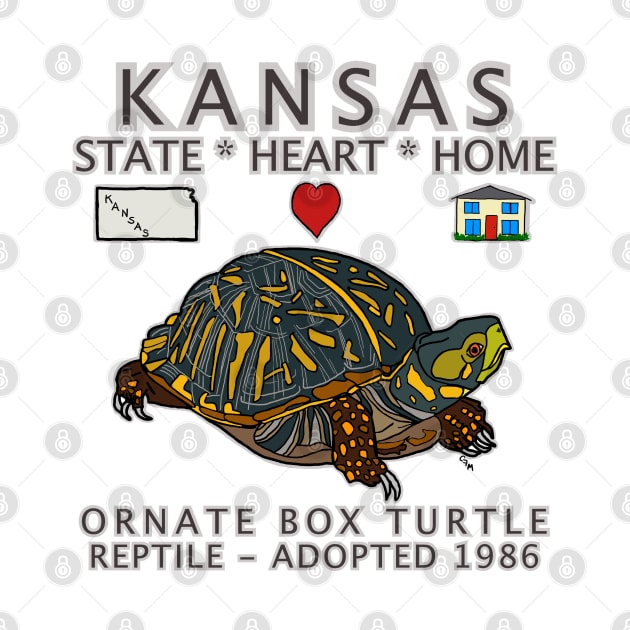 Kansas - Ornate Box Turtle - State, Heart, Home - state symbols by cfmacomber