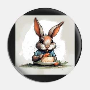 Cute Bunny Eating Carrot Cake Type 2 Pin