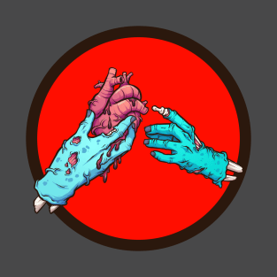 Bony and Clyde Skeleton Hands Heart in Hand- Zombie Romance T-Shirt