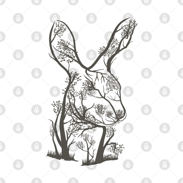 Rabbit  tree illustration by Mako Design 