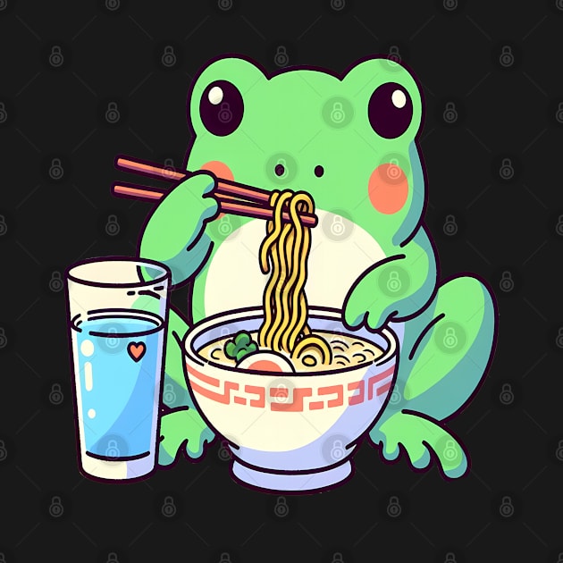 Frog eating ramen by Evergreen