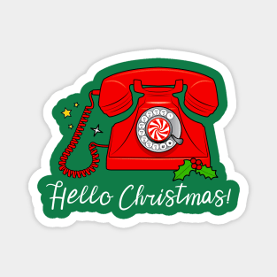 Vintage Red Peppermint Telephone: Hello Christmas! Magnet