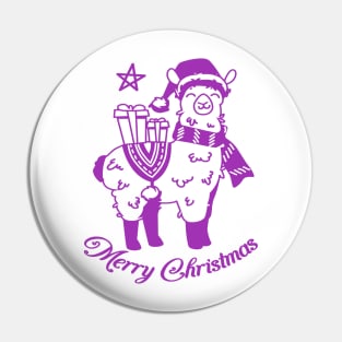 Purple Llama Merry Christmas Pin
